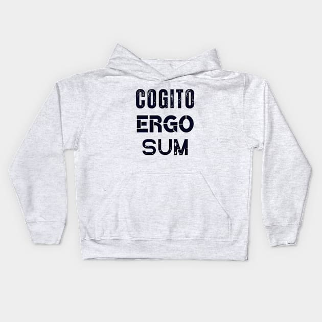 René Descartes quote: Cogito, ergo sum (dark text) Kids Hoodie by artbleed